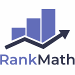 Rank Math logo showing a three-bar growth chart with an upward-sloping arrow.