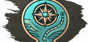 A professional travel-themed logo featuring a teal compass and path icon.