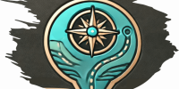 A professional travel-themed logo featuring a teal compass and path icon.