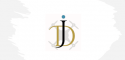 A professional drone-themed logo featuring "JD" initials in black and gold with a subtle quadcopter silhouette, centered on a white paint-stroke splash.